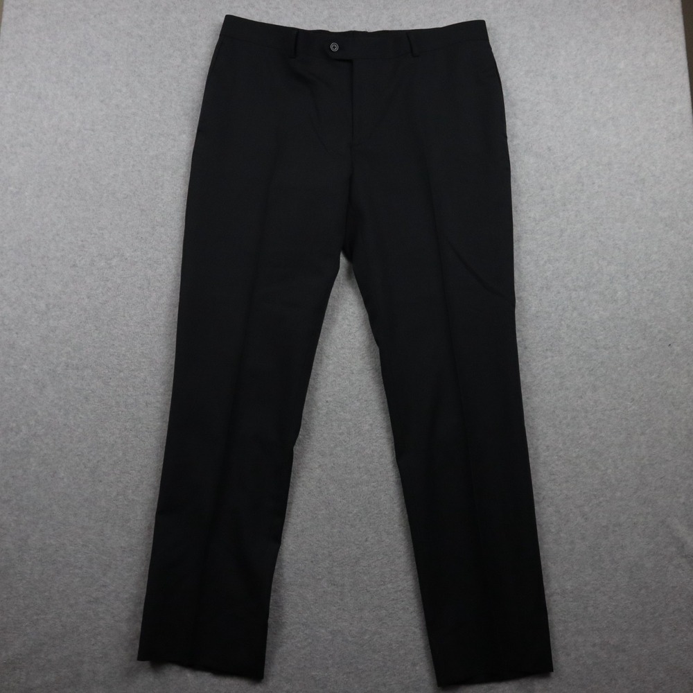 Egara Pants Mens 36 Wool‎ Dress Suit Business Formal Flat Front Black Striped